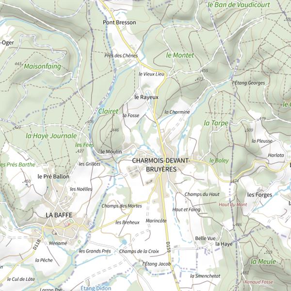 Plan cartographique de Secteur de pêche de Charmois-devant-Bruyères