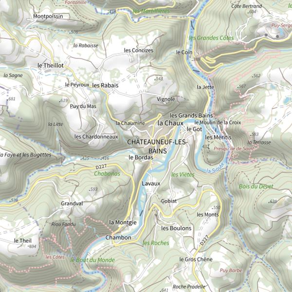 Plan cartographique de Secteur de pêche de Châteauneuf-les-Bains