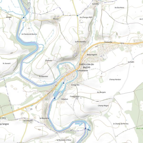 Plan cartographique de Secteur de pêche de Châtillon-en-Bazois