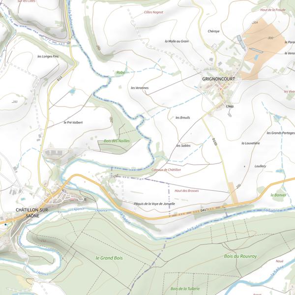 Plan cartographique de Secteur de pêche de Châtillon-sur-Saône