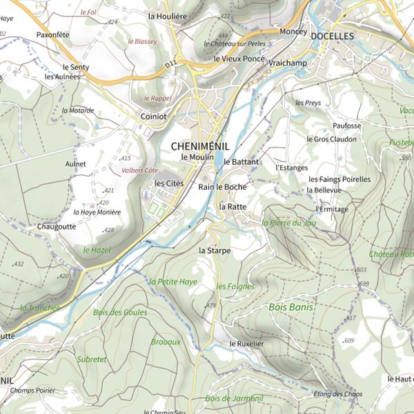 Plan cartographique de Secteur de pêche de Cheniménil