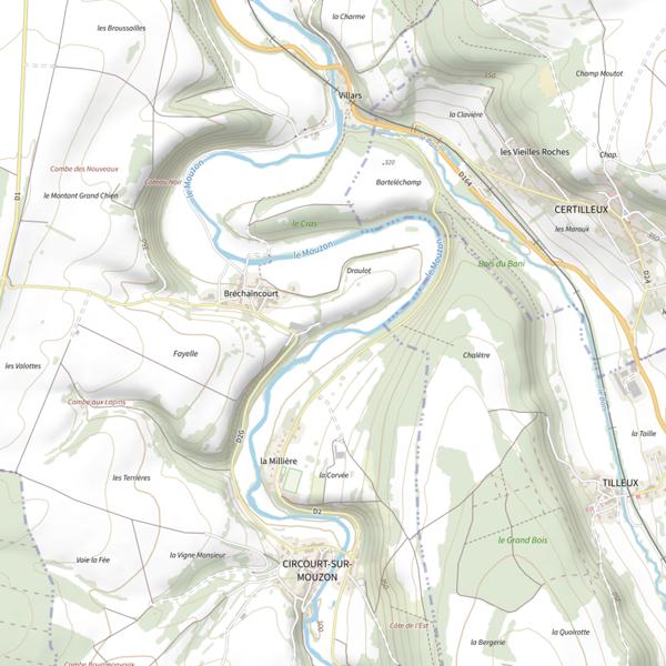 Plan cartographique de Secteur de pêche de Circourt-sur-Mouzon