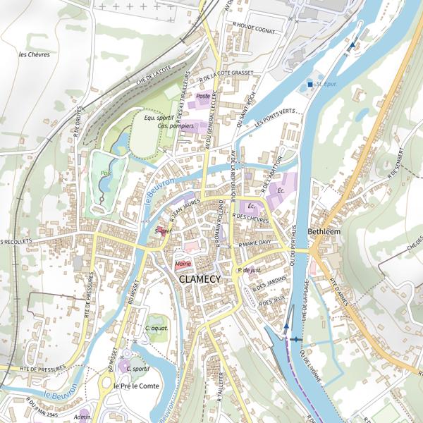 Plan cartographique de Secteur de pêche de Clamecy