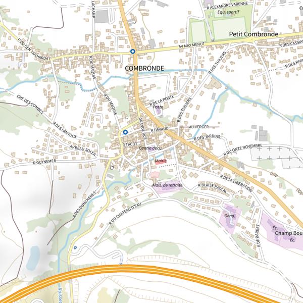 Plan cartographique de Secteur de pêche de Combronde