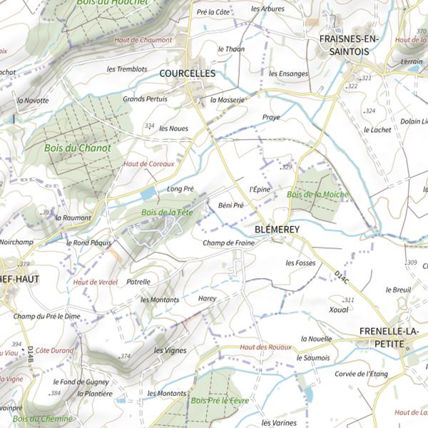 Plan cartographique de Secteur de pêche de Courcelles