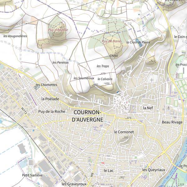 Plan cartographique de Secteur de pêche de Cournon-d'Auvergne
