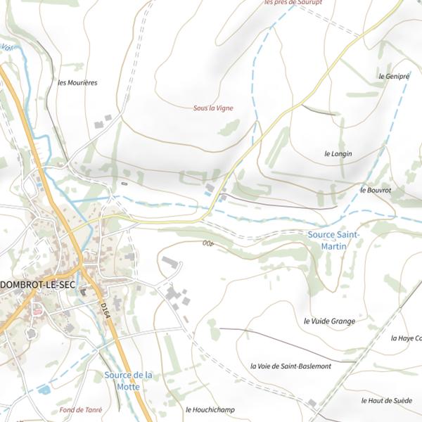 Plan cartographique de Secteur de pêche de Dombrot-le-Sec