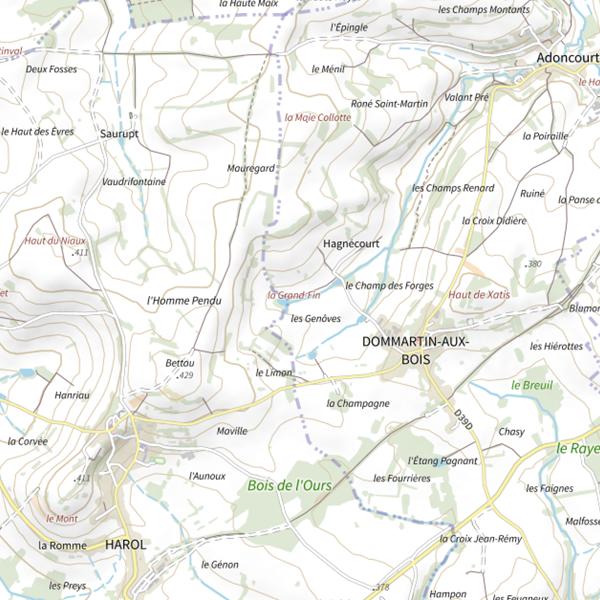 Plan cartographique de Secteur de pêche de Dommartin-aux-Bois