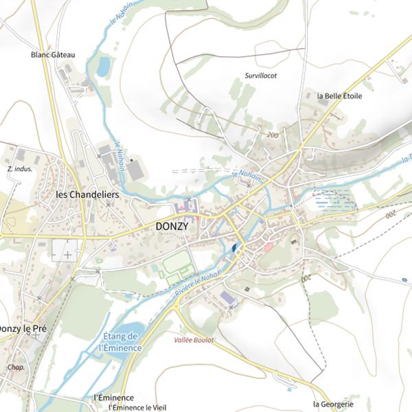 Plan cartographique de Secteur de pêche de Donzy