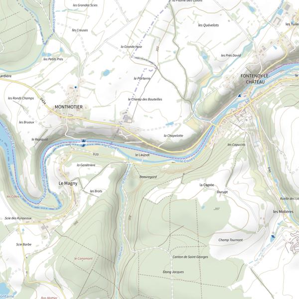 Plan cartographique de Secteur de pêche de Fontenoy-le-Château