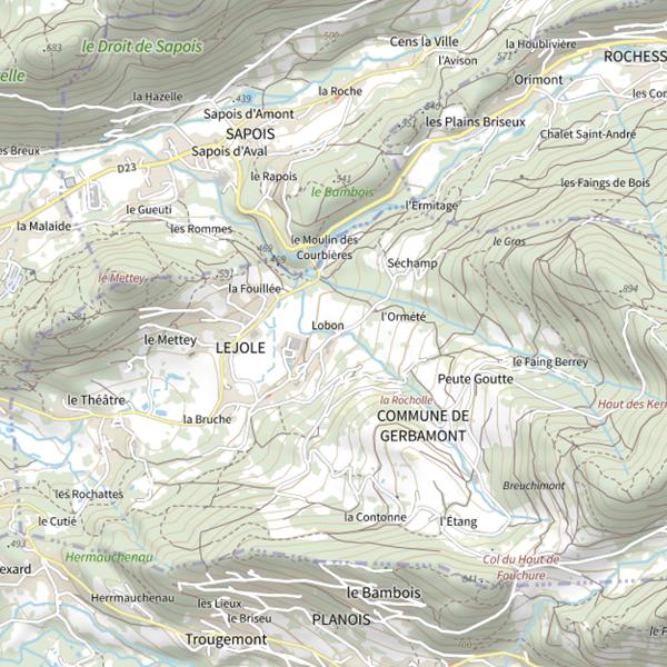 Plan cartographique de Secteur de pêche de Gerbamont