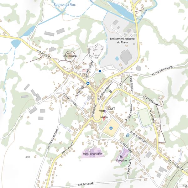 Plan cartographique de Secteur de pêche de Giat