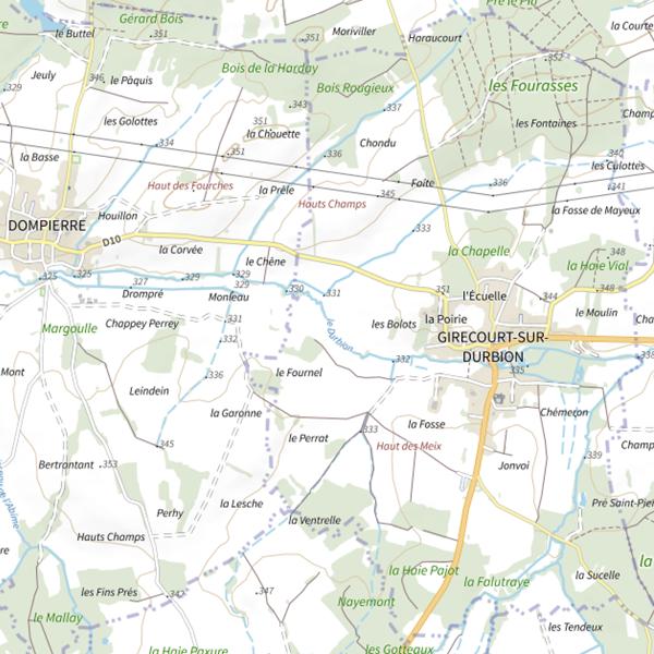 Plan cartographique de Secteur de pêche de Girecourt-sur-Durbion