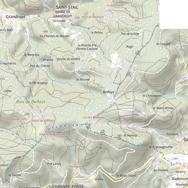 Plan cartographique de Secteur de pêche de Grandrupt