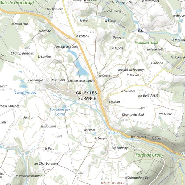 Plan cartographique de Secteur de pêche de Gruey-lès-Surance