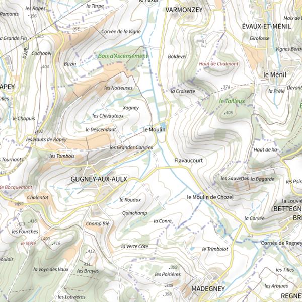 Plan cartographique de Secteur de pêche de Gugney-aux-Aulx