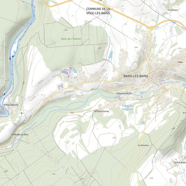 Plan cartographique de Secteur de pêche de La Vôge-les-Bains