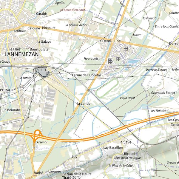 Plan cartographique de Secteur de pêche de Lannemezan