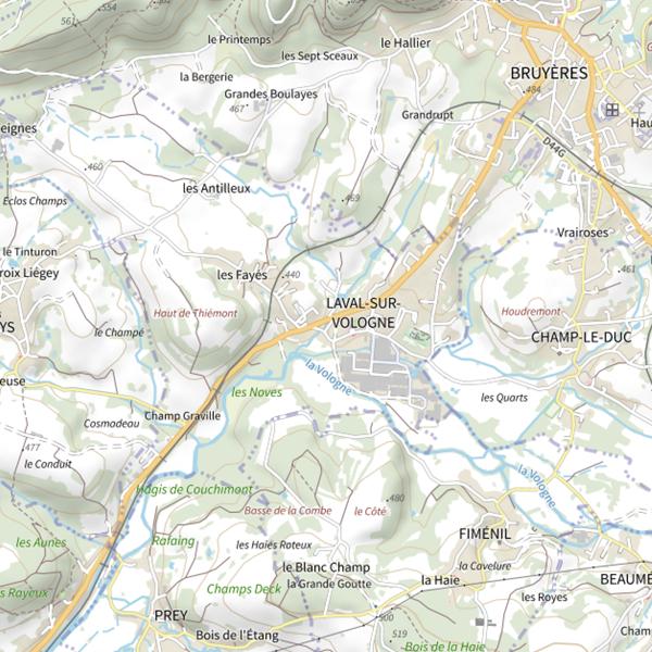 Plan cartographique de Secteur de pêche de Laval-sur-Vologne