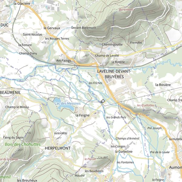 Plan cartographique de Secteur de pêche de Laveline-devant-Bruyères