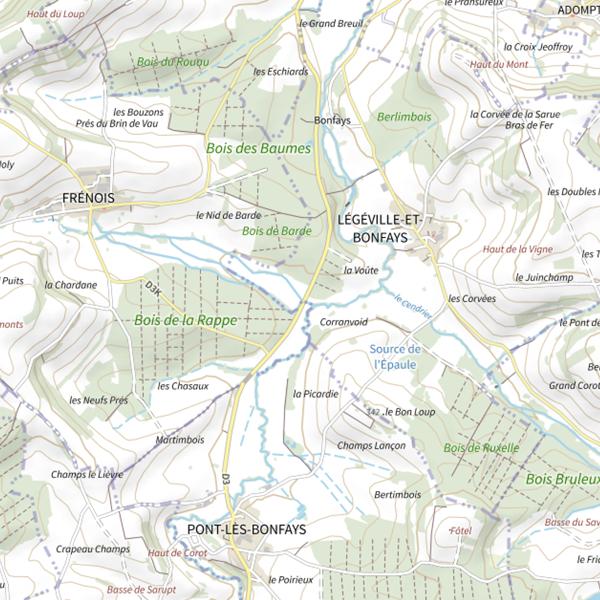 Plan cartographique de Secteur de pêche de Légéville-et-Bonfays