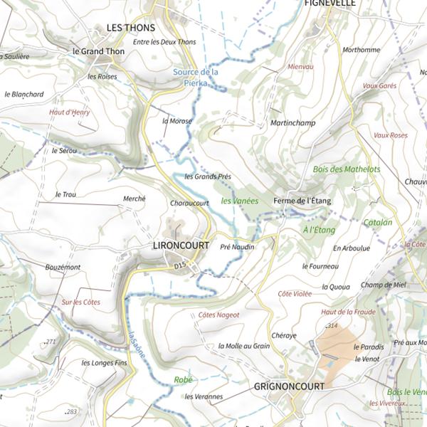 Plan cartographique de Secteur de pêche de Lironcourt