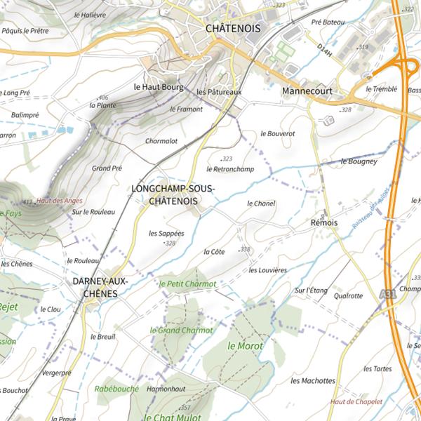 Plan cartographique de Secteur de pêche de Longchamp-sous-Châtenois