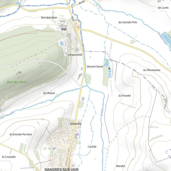 Plan cartographique de Secteur de pêche de Mandres-sur-Vair