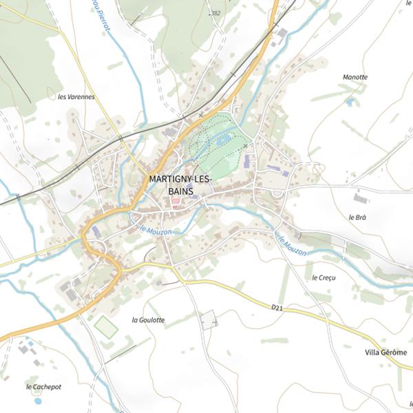 Plan cartographique de Secteur de pêche de Martigny-les-Bains