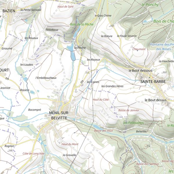 Plan cartographique de Secteur de pêche de Ménil-sur-Belvitte