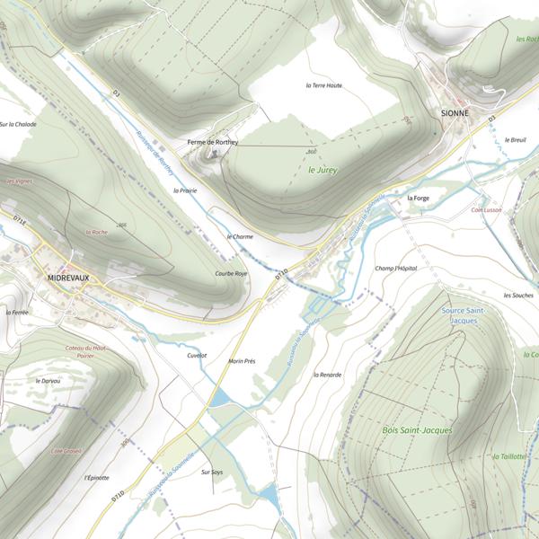 Plan cartographique de Secteur de pêche de Midrevaux
