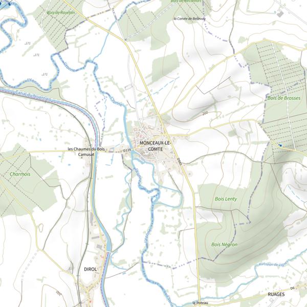 Plan cartographique de Secteur de pêche de Monceaux-le-Comte