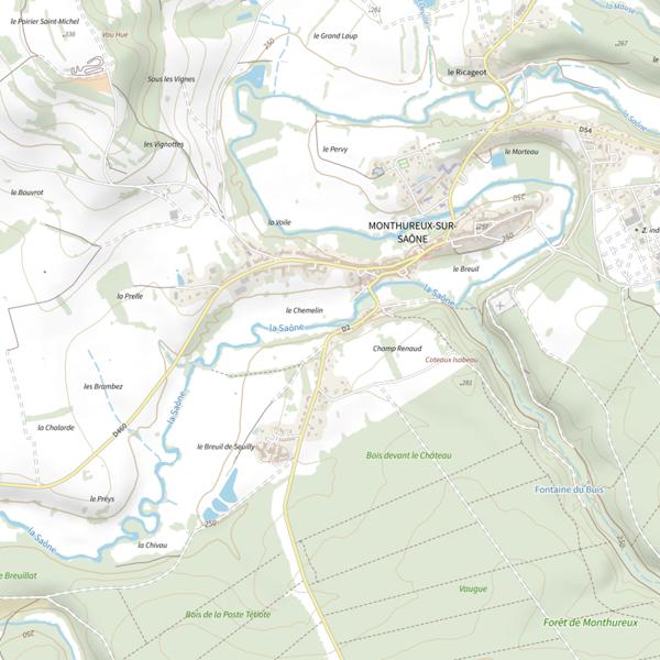 Plan cartographique de Secteur de pêche de Monthureux-sur-Saône