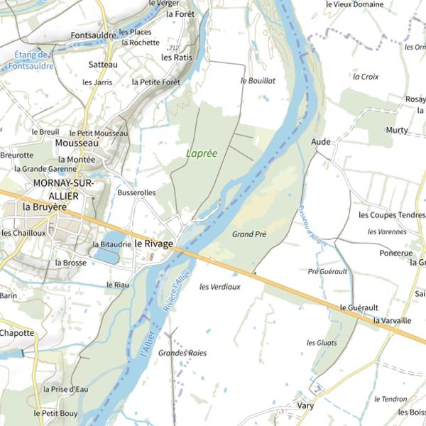 Plan cartographique de Secteur de pêche de Mornay-sur-Allier