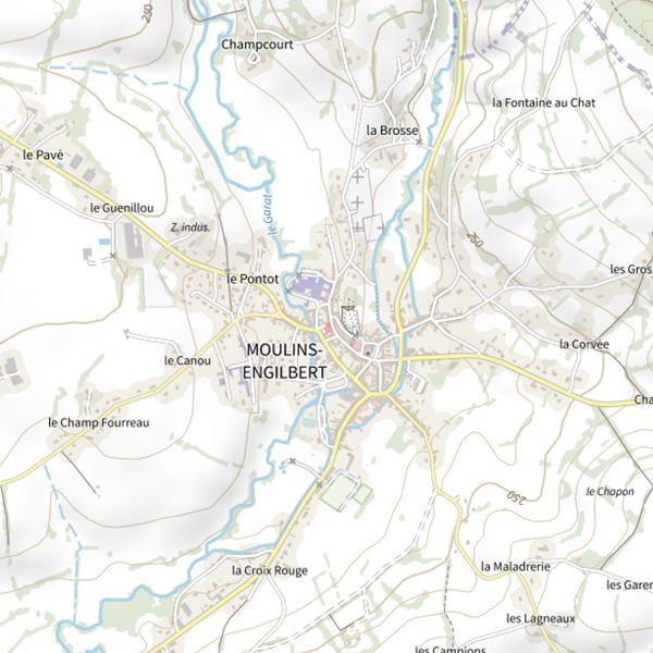 Plan cartographique de Secteur de pêche de Moulins-Engilbert