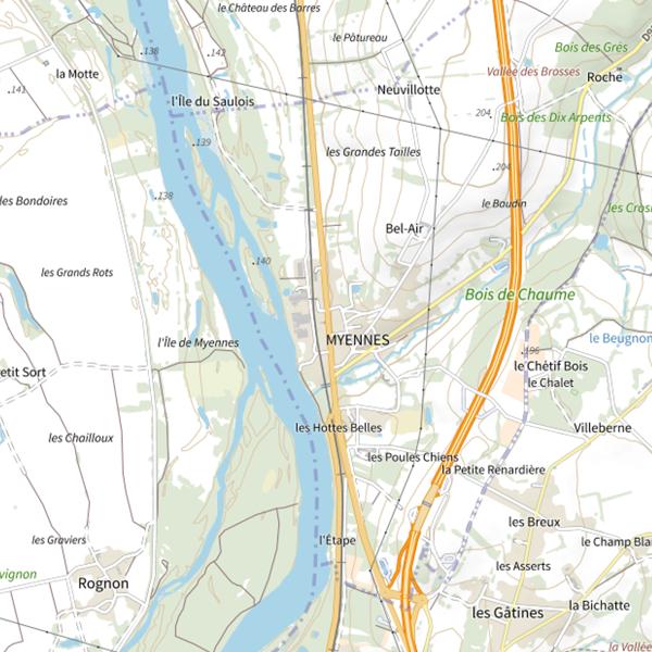 Plan cartographique de Secteur de pêche de Myennes