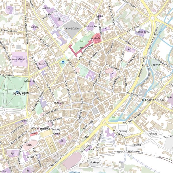 Plan cartographique de Secteur de pêche de Nevers