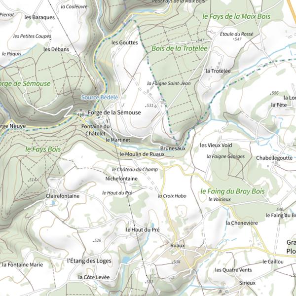 Plan cartographique de Secteur de pêche de Plombières-les-Bains