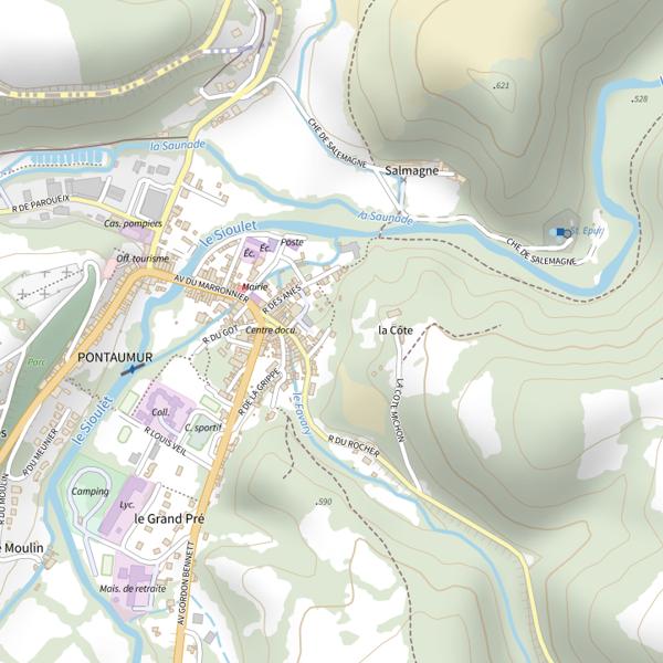 Plan cartographique de Secteur de pêche de Pontaumur