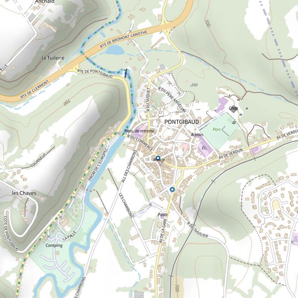 Plan cartographique de Secteur de pêche de Pontgibaud