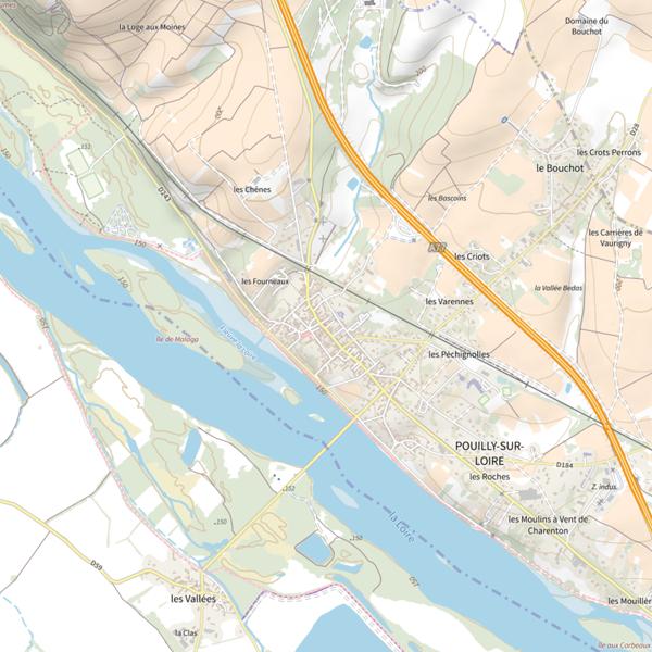 Plan cartographique de Secteur de pêche de Pouilly-sur-Loire