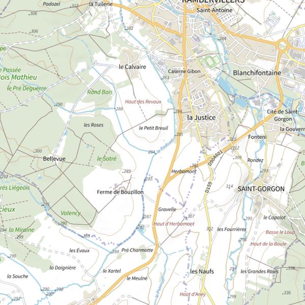 Plan cartographique de Secteur de pêche de Rambervillers