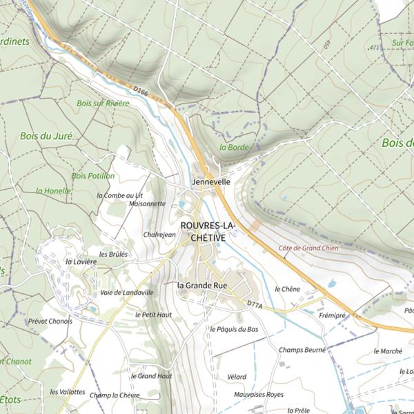Plan cartographique de Secteur de pêche de Rouvres-la-Chétive