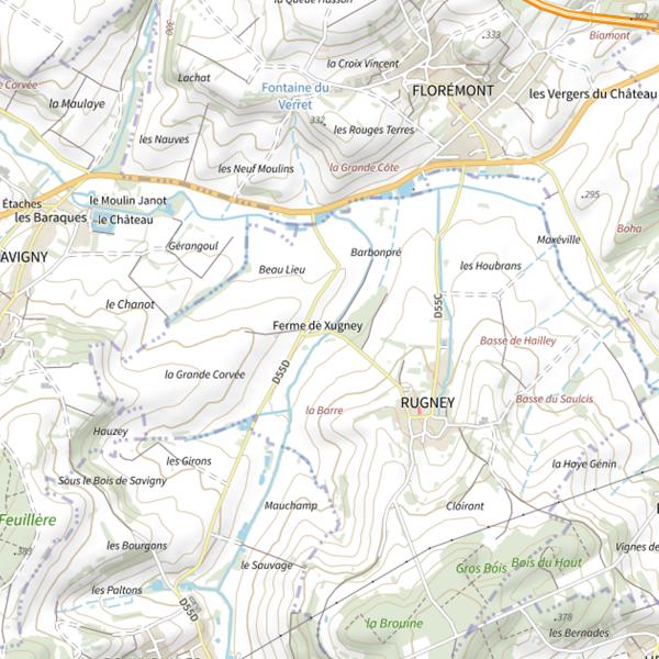 Plan cartographique de Secteur de pêche de Rugney