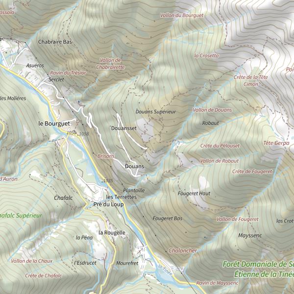 Plan cartographique de Secteur de pêche de Saint-Étienne-de-Tinée