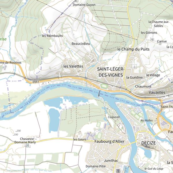 Plan cartographique de Secteur de pêche de Saint-Léger-des-Vignes