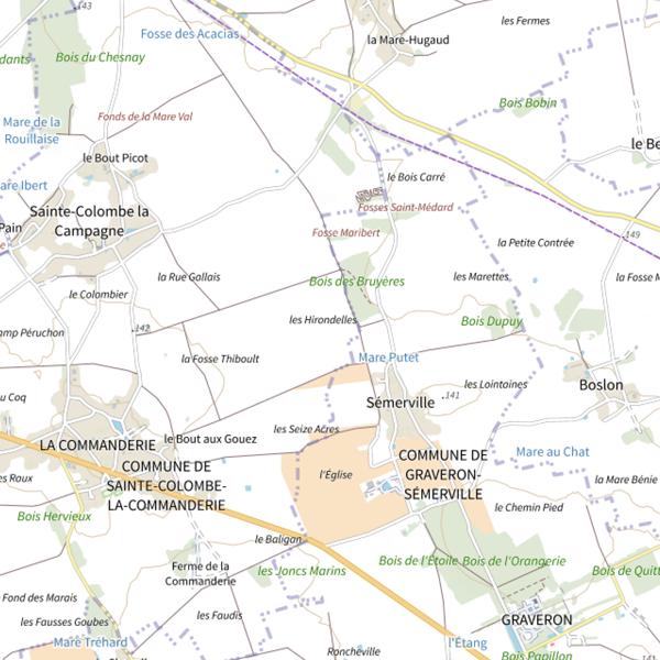 Plan cartographique de Secteur de pêche de Sainte-Colombe-la-Commanderie