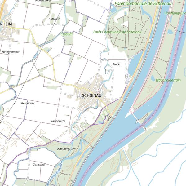 Plan cartographique de Secteur de pêche de Schœnau