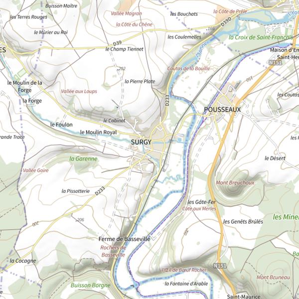 Plan cartographique de Secteur de pêche de Surgy