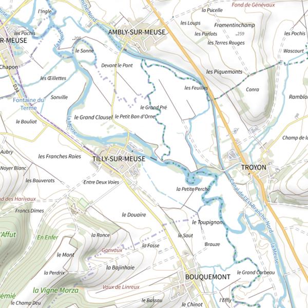 Plan cartographique de Secteur de pêche de Tilly-sur-Meuse